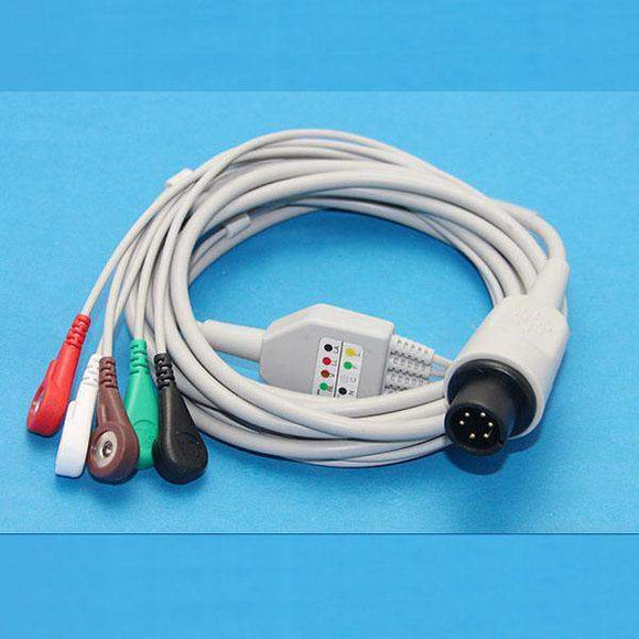 ECG Monitor Cable (Imported) invivo with 6 pin connector 5 Lead  - compatible with Criticare-TenTabs-Accessories_ECG Monitor Cable (Imported),ECG Monitor cable,ecg monitor cable imported,ECG monitor cable with 6 Pin connector and 5 Lead,Hospital Equipment